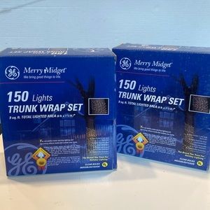 NWT & Vintage 2002, 2 Sets of GE Merry Midget 150 Lights, Trunk Wrap Sets